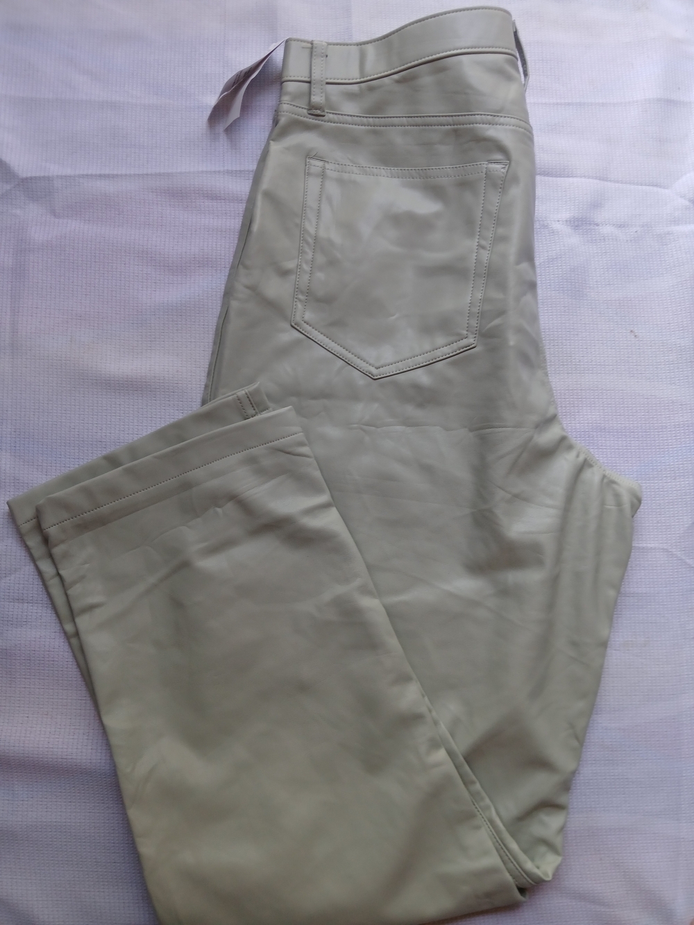 Abercrombie & Fitch Light Beige Leather-Look Pants